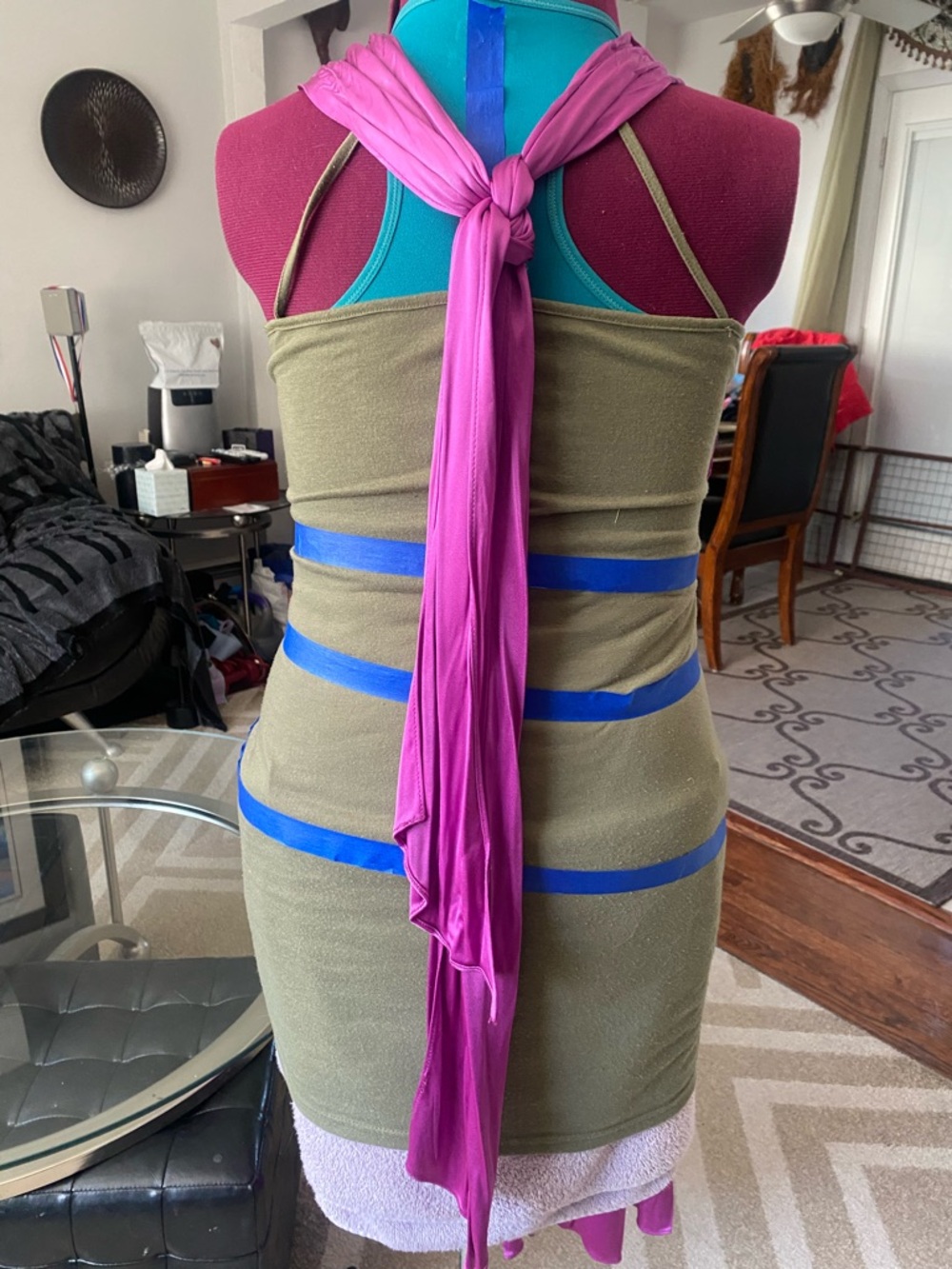 JS Collections Fuchsia Backless Ruched Bodice Dress - Picture 8 of 8